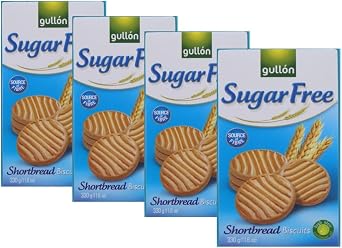 Gullon Sugar Free Shortbread Biscuits 330g, Vegan Diabetic Friendly | High in Fibre | Sugar Free Biscuits For Diabetics | Available for Hamper on Christmas, Mothers & Fathers Day 4 Packs