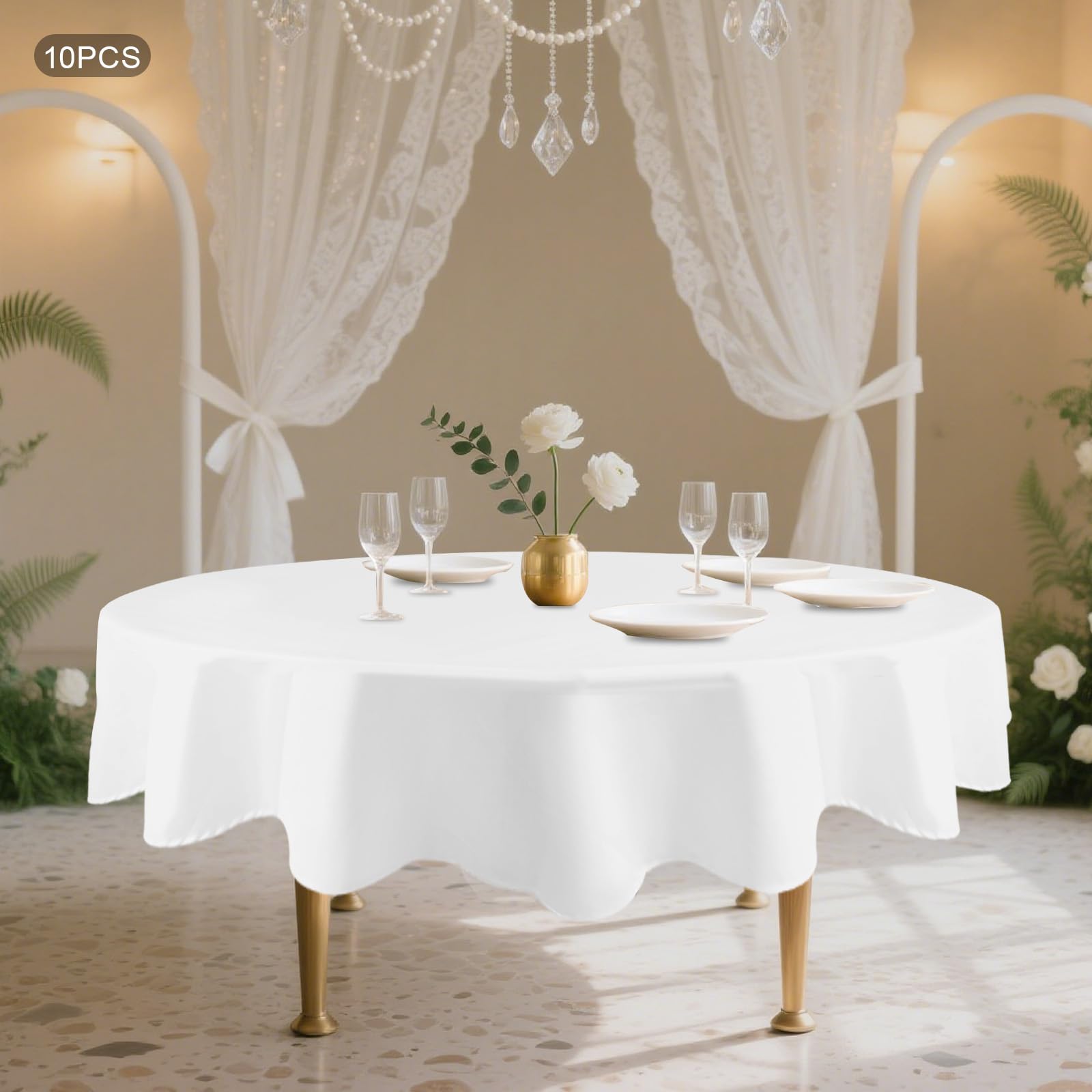 10 manteles de mesa, mantel redondo de 90 pulgadas, manteles lavables para bodas, cumpleaños