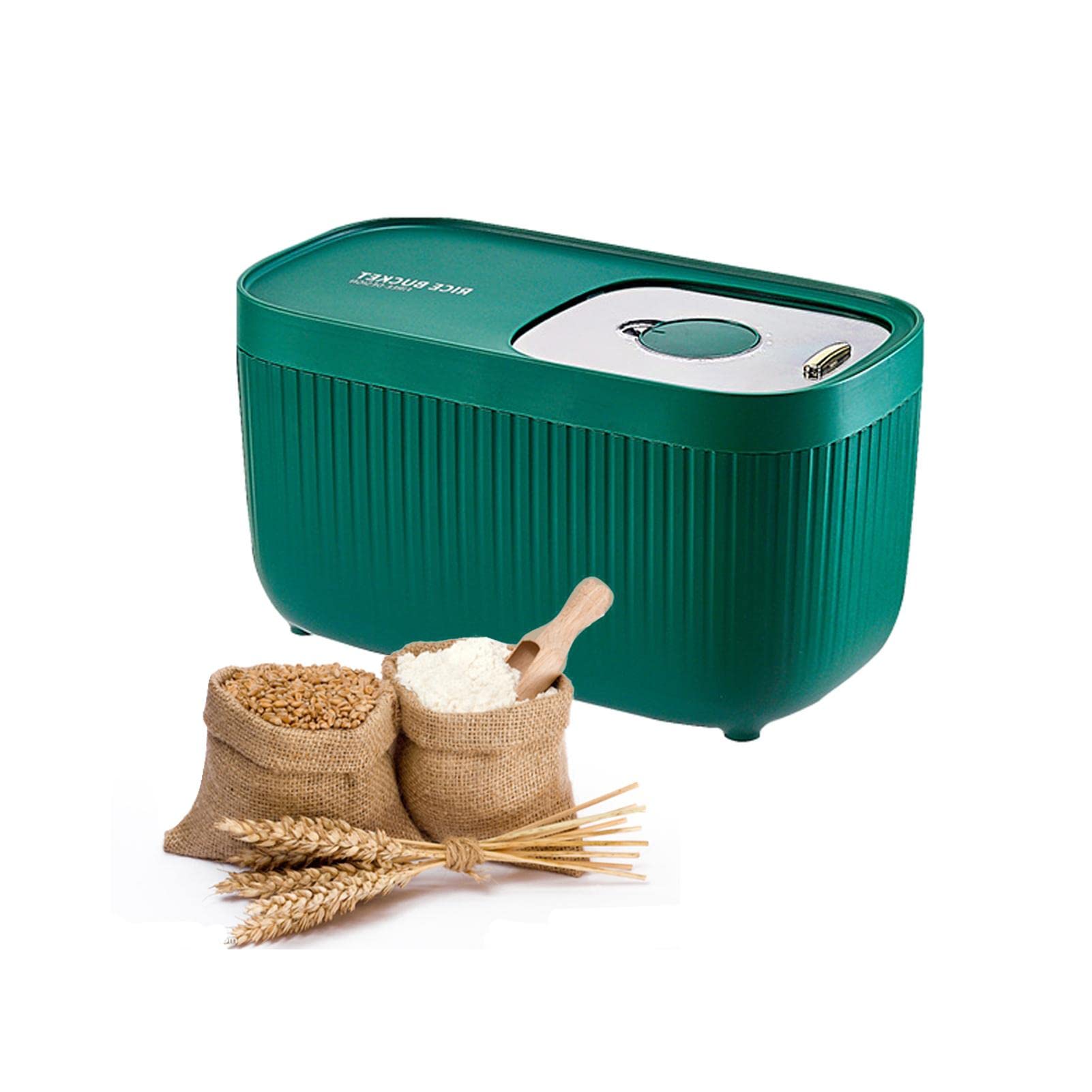 Contenedor de arroz dispensador de cereales, contenedor de alimentación de 15 kg, contenedor de alimentos secos, cubo de arroz sellado, apto para almacenar alimentos para gatos, comida