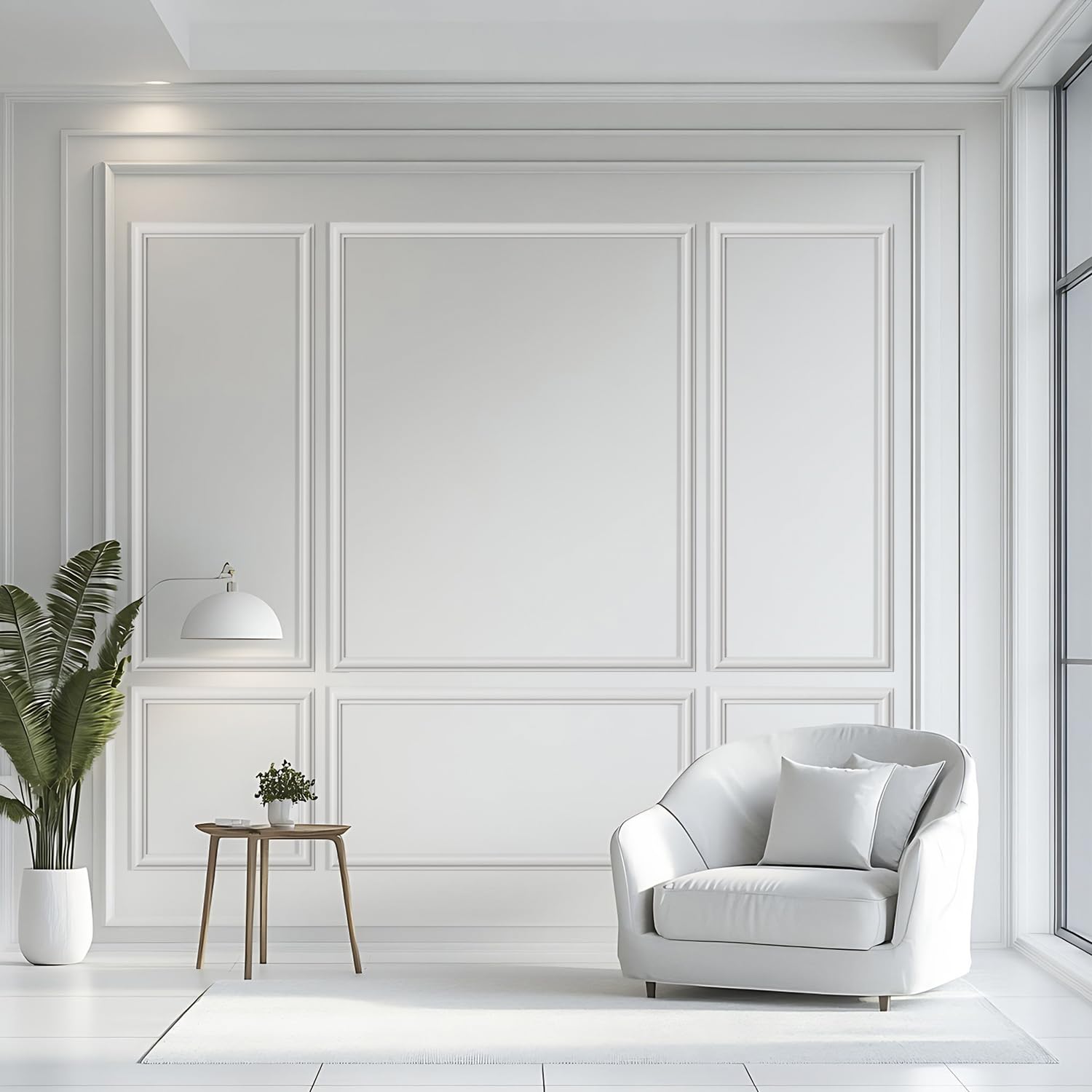 3 Set Peel and Stick Wall Molding Kit,Premade Self Adhesive Wainscoting Panels,Ready to Assemble Accent Molding Trim for Interior Wall Moulding Decor (24x60in)