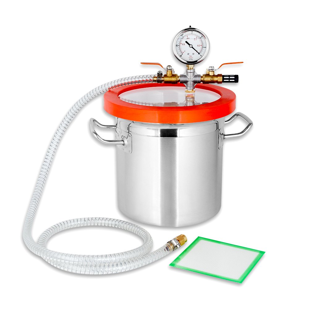 Mucola Vakuumpumpe 127L/Min und Vakuumkammer 7,6L Unterdruckpumpe Klimaanlage Vacuum Set 127 l/min + 7,6L Entgasungskammer Harzfalle Klimatechnik