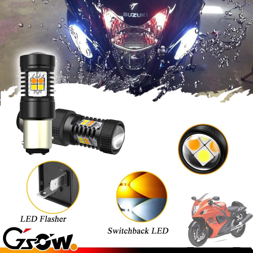 2 PCS LED Front Turn Signal Lights for 1999-2018 Suzuki Hayabusa, [Enhanced Visibility] 16 PCS of 3030 LED Diodes, Suzuki Front Turn Signal Lamp Accessories