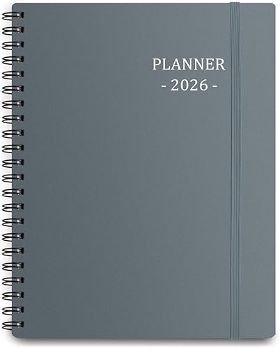 Tiankool Agenda 2026, enero 2026 a diciembre 2026, agenda semanal y mensual con 12 pestañas mensuales y cierre elástico, bolsillo interior, esquina