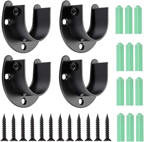 OwnMy Paquete de 4 soportes para barra de armario de 1-12 pulgadas de diámetro, acero inoxidable en forma de U, soporte de barra de barra de brida