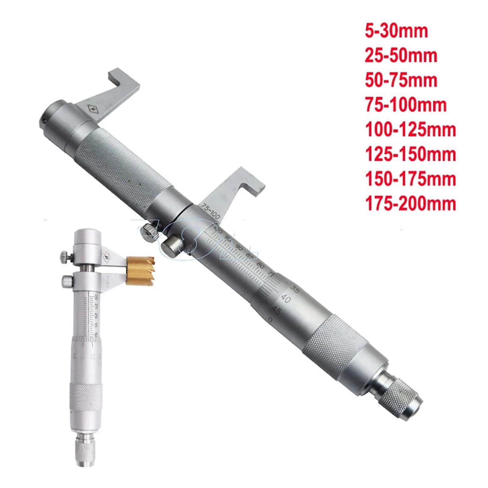 Innenmikrometer Innenmikrometer 5–30/25–50/50–75/75–100 mm/100–125 mm/125–150 mm/150–175 mm Schraubenlehre, metrische Mikrometer, Hartmetall-Messwerkzeuge(25-50mm)