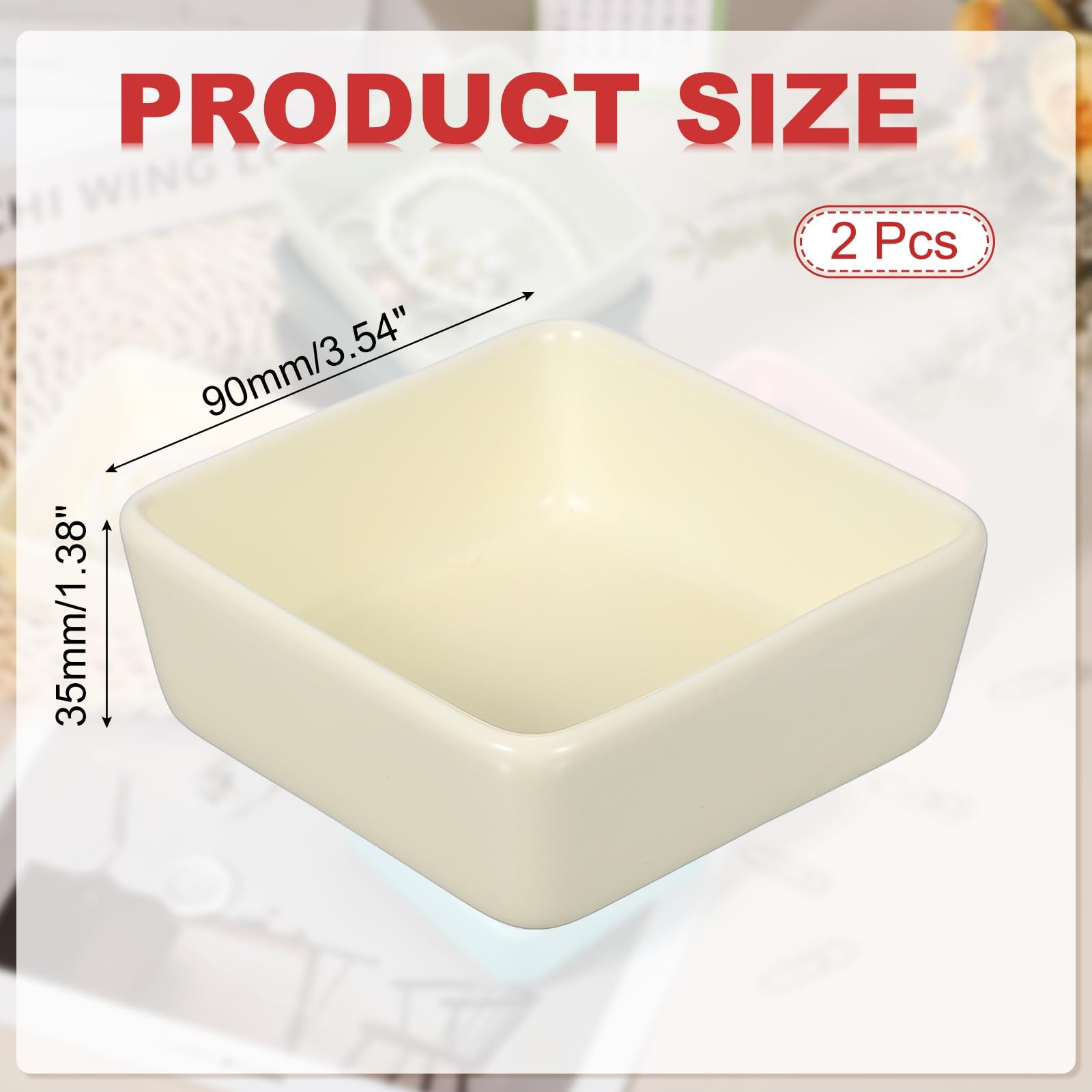 PATIKIL Square Paper Clip Holders, 2 Pcs Ceramic Clip Dispenser Organizer Desk Organizer Accessories for Office Desktop Decor Bobby Pin Binder Paper Clamp, Beige - Image 2