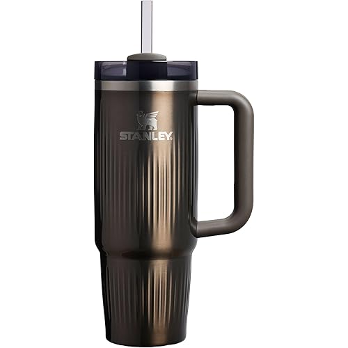 Stanley Quencher H2.0 Tumbler with Handle and Straw 30 oz | Flowstate 3-Position Lid | Cup Holder Compatible for Travel | Insulated Stainless Steel Cup | BPA-Free | Fluted Gunmetal Shine