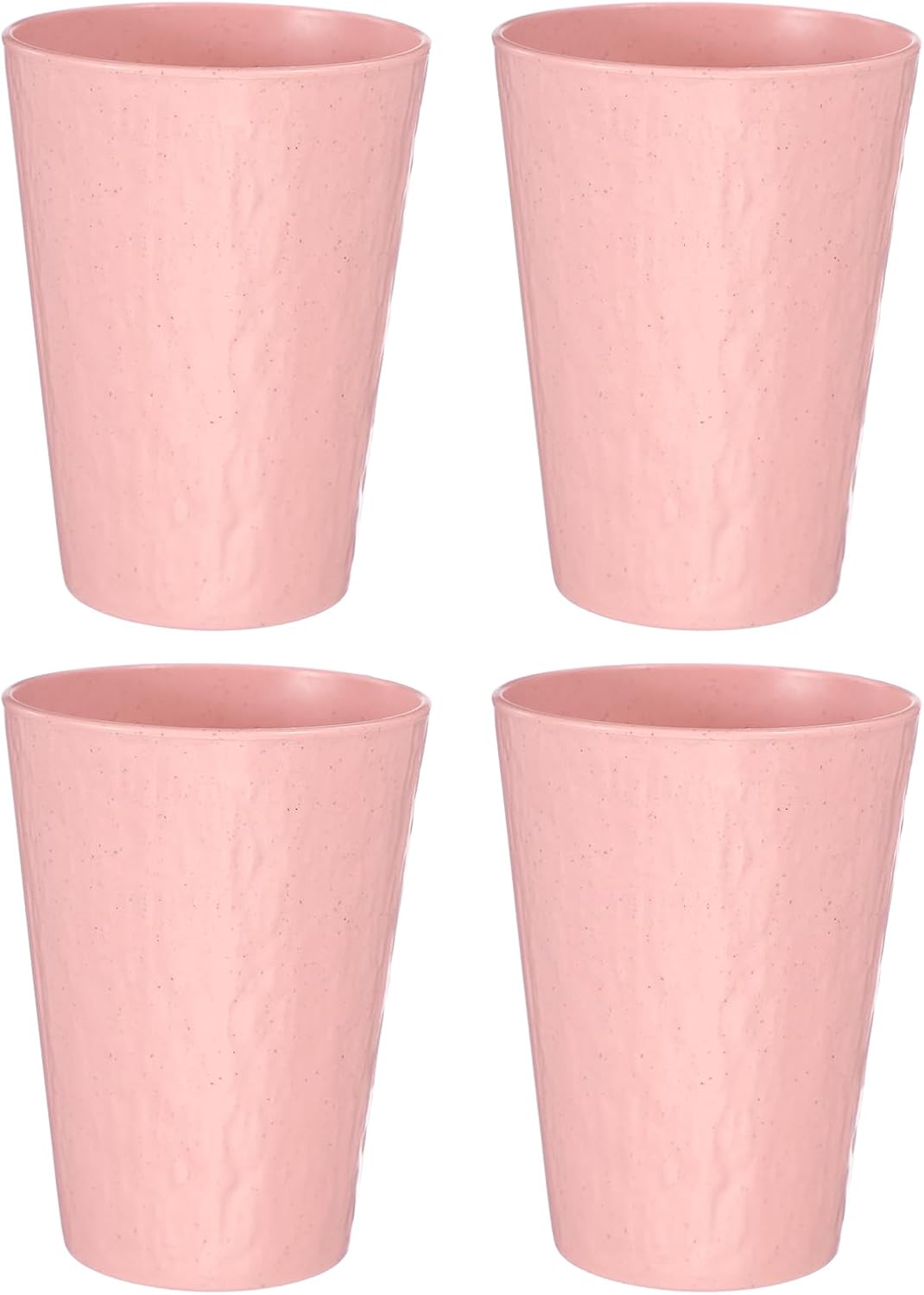 uxcell 4Pcs Bathroom Tumbler 13.5oz Reusable Plastic 4.1" Unbreakable Pink