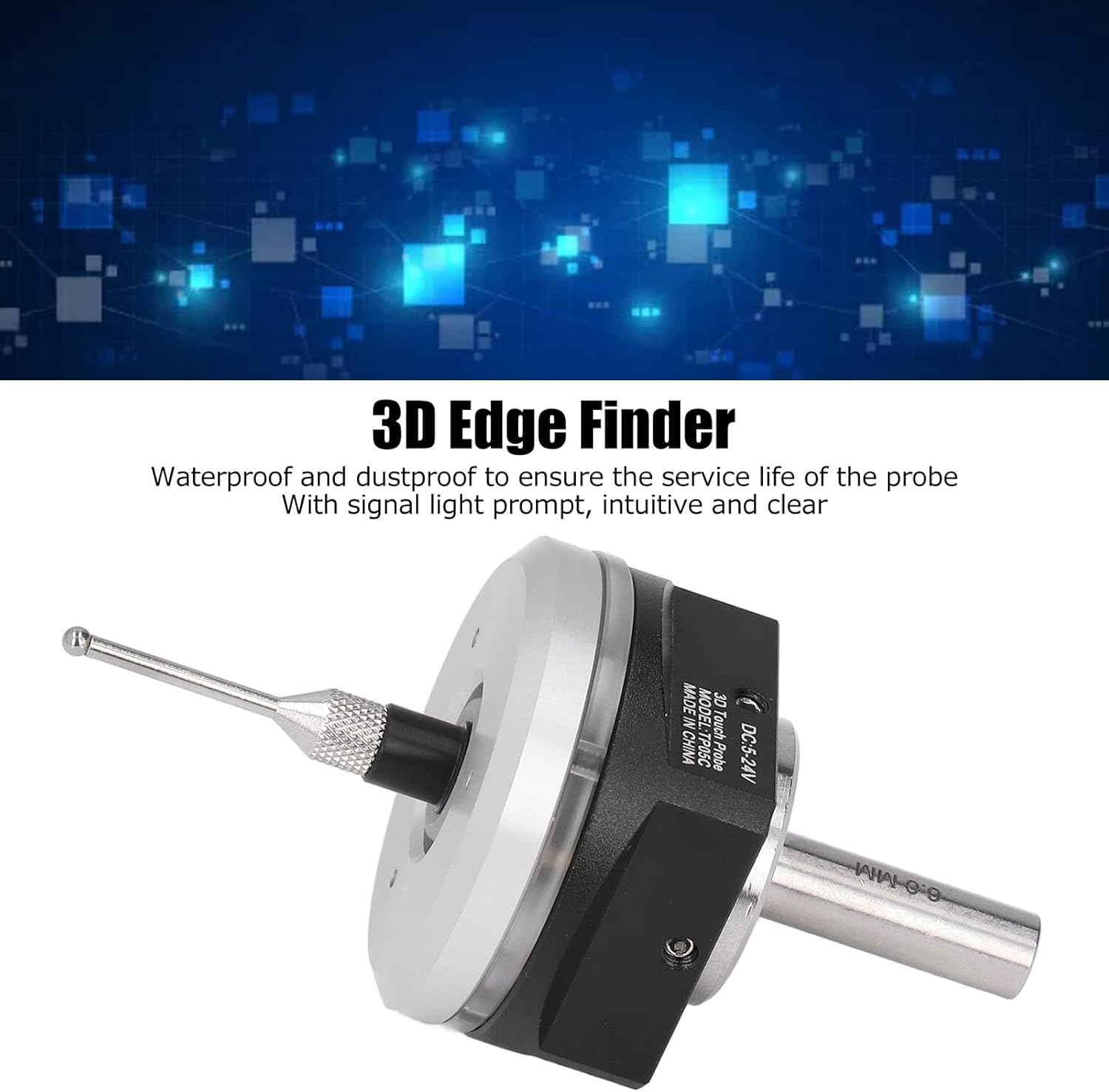 3D Finder, V6 Version TP06 3D Sensor Probe Locator Tungsten Steel Ball CNC 3D Locator for CNC Equipment DC 5~24V