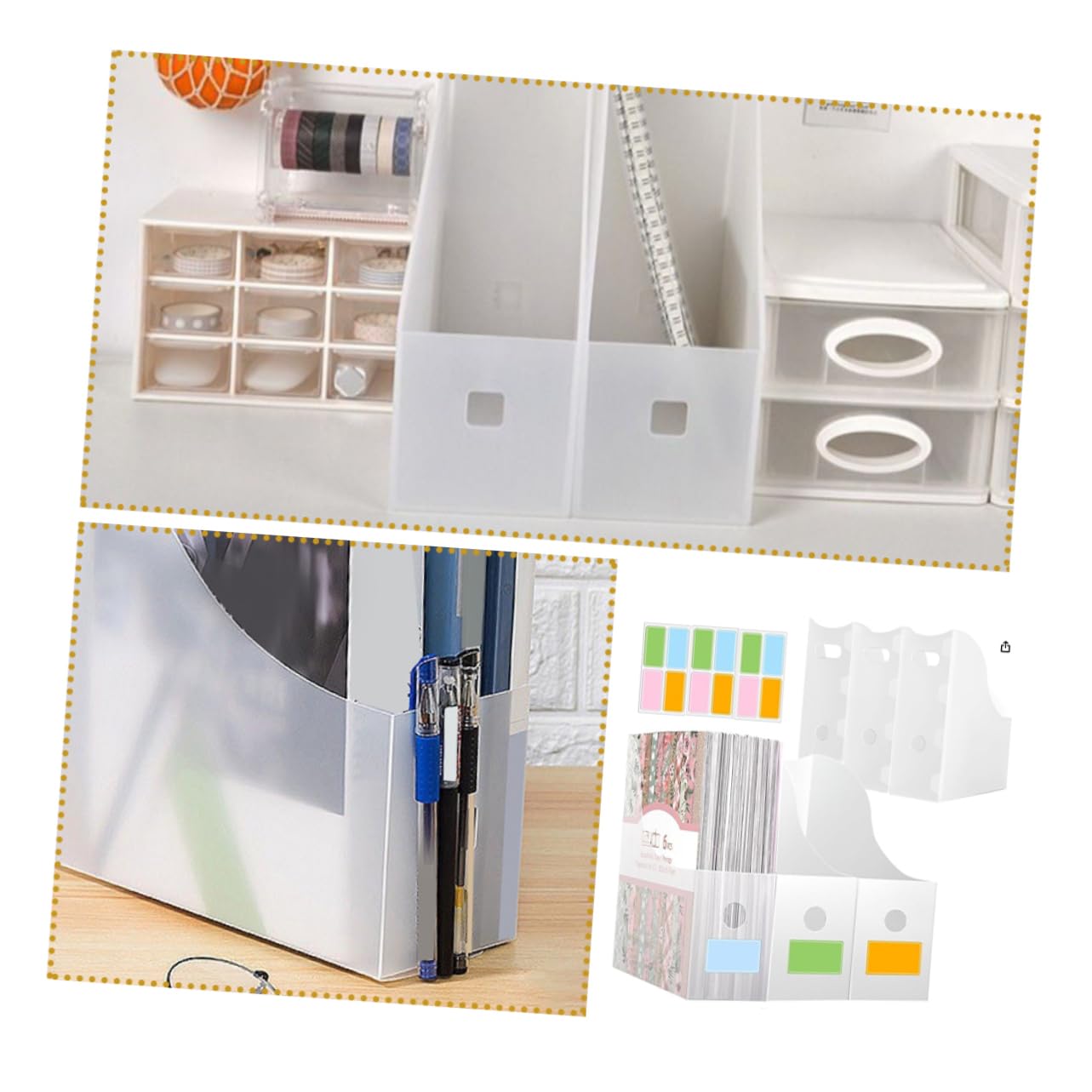 5pezzi Organizer Da Scrivania Trasparente Per Documenti Cartelle e Lettere Struttura Resistente e Design Moderno Per Ufficio e Scuola