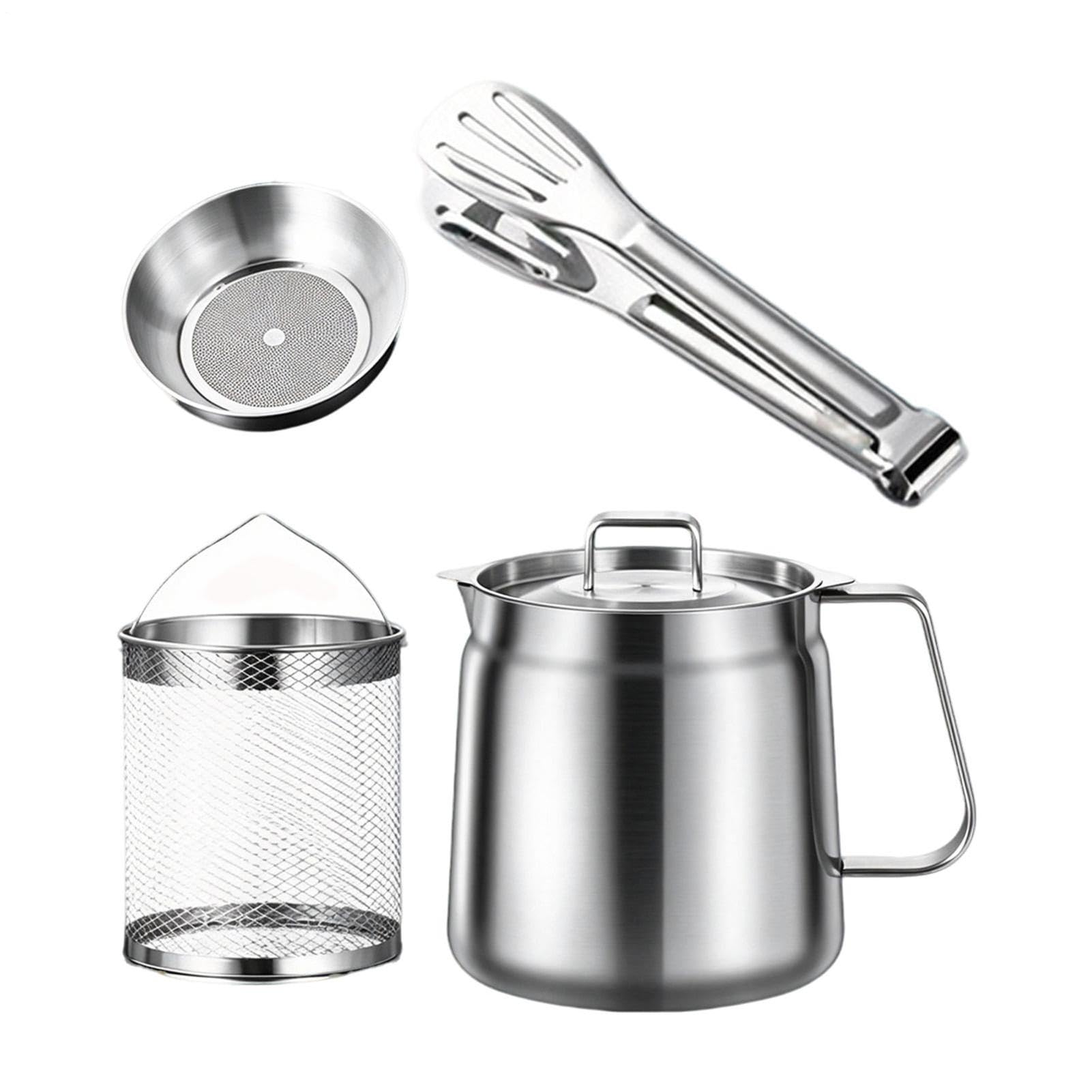 Deep Fryer Pot, Stainless Steel Large Capacity Bacon Frying Container