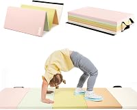 PhysKcal Összecsukható Tornaszőnyeg 195x75x3 cm Hordozófüllel, Fitness Matrac Gyerekeknek és Felnőtteknek, Macaron Színű 1