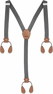 Trimming Shop 25mm Men's Suspender Braces - Y Back Elasticated Adjustable Suspenders Button Hole Braces - Fashion Accessory for Parties, Weddings, Casual, Formal Events