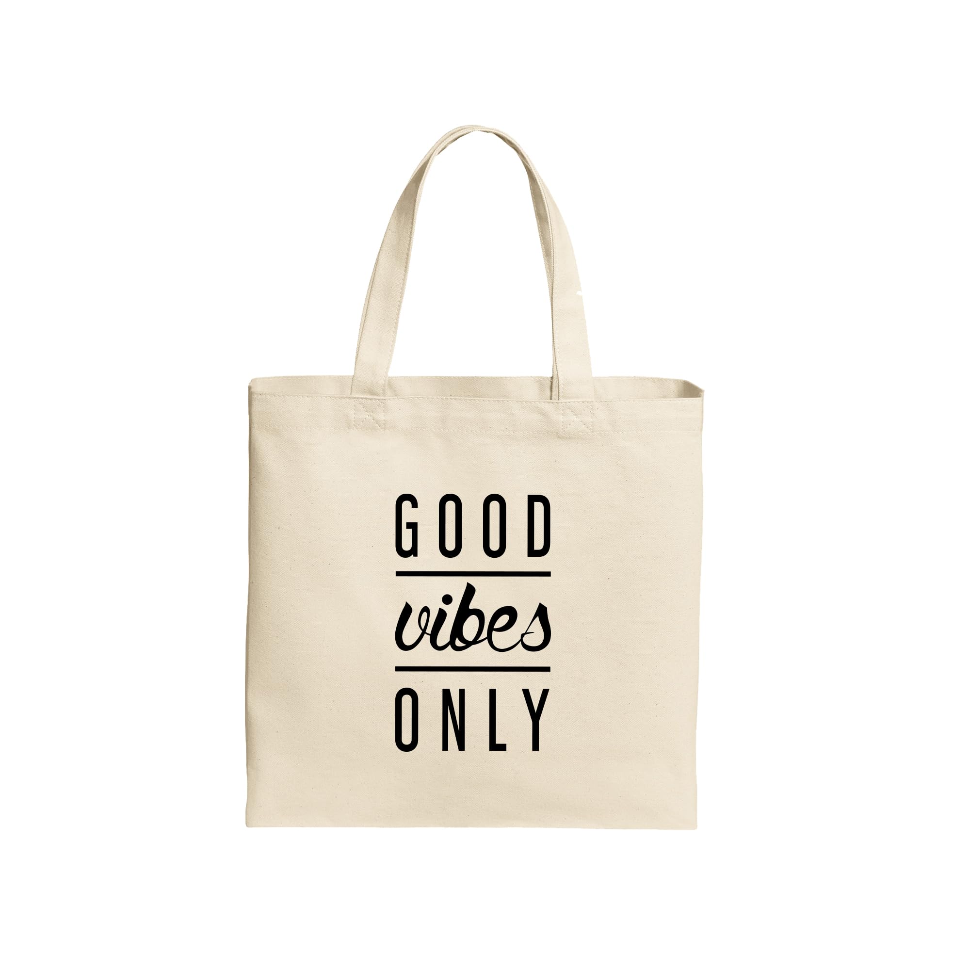 Spoil Your WallPositive Quote "Good Vibes Only" | Shopping Bag 100% Cotton | Reusable JUTE BAG Natural Tote Bags | Size 38x42cm