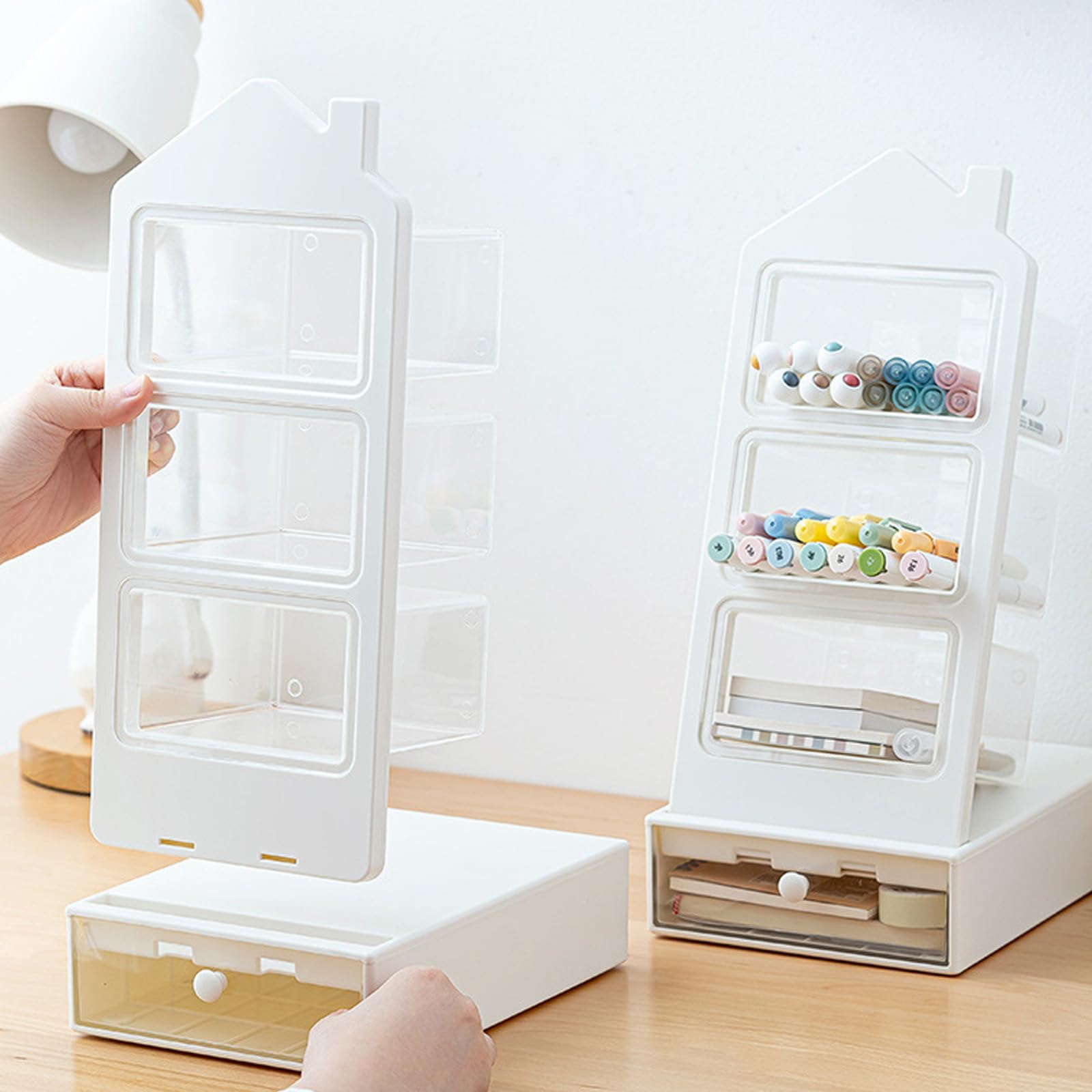 Organizzatori multifunzionali per penne da scrivania con cassetto 3 slot inclinato matita tazza organizzatori di grande capacità
