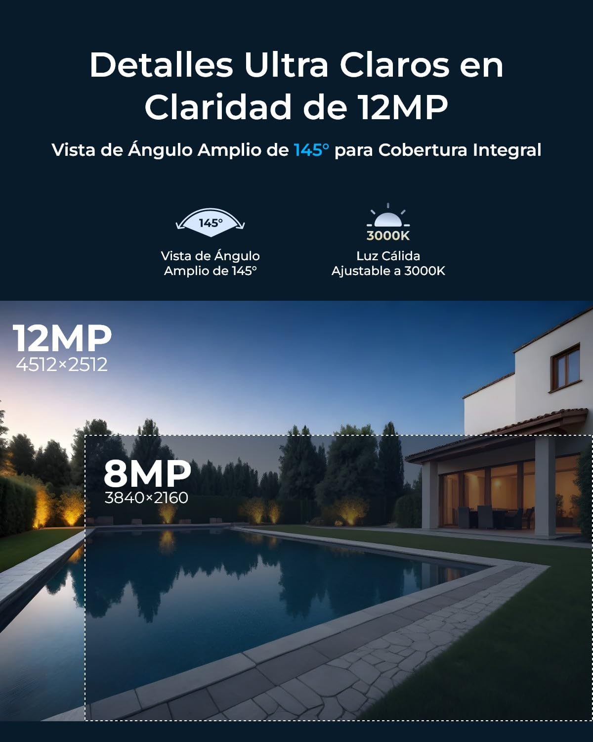 Reolink RLC-1240A, cámara de Seguridad PoE antivandalismo de 12MP, ángulo de visión 145°, visión Nocturna a Color, Audio bidireccional, detección Inteligente, Certificado IP67 | ángulo de visión 145°, visión Nocturna a Color, Audio bidireccional, detecció
