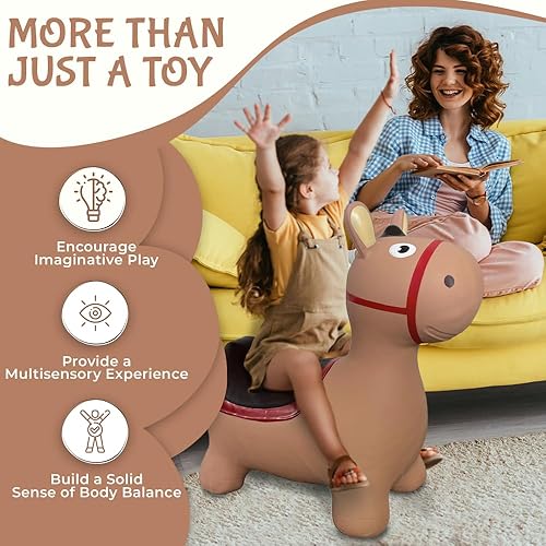 Miniatura 2 de Juguete inflable con bomba para niños pequeños Brown Donkey Bounce & Ride-on