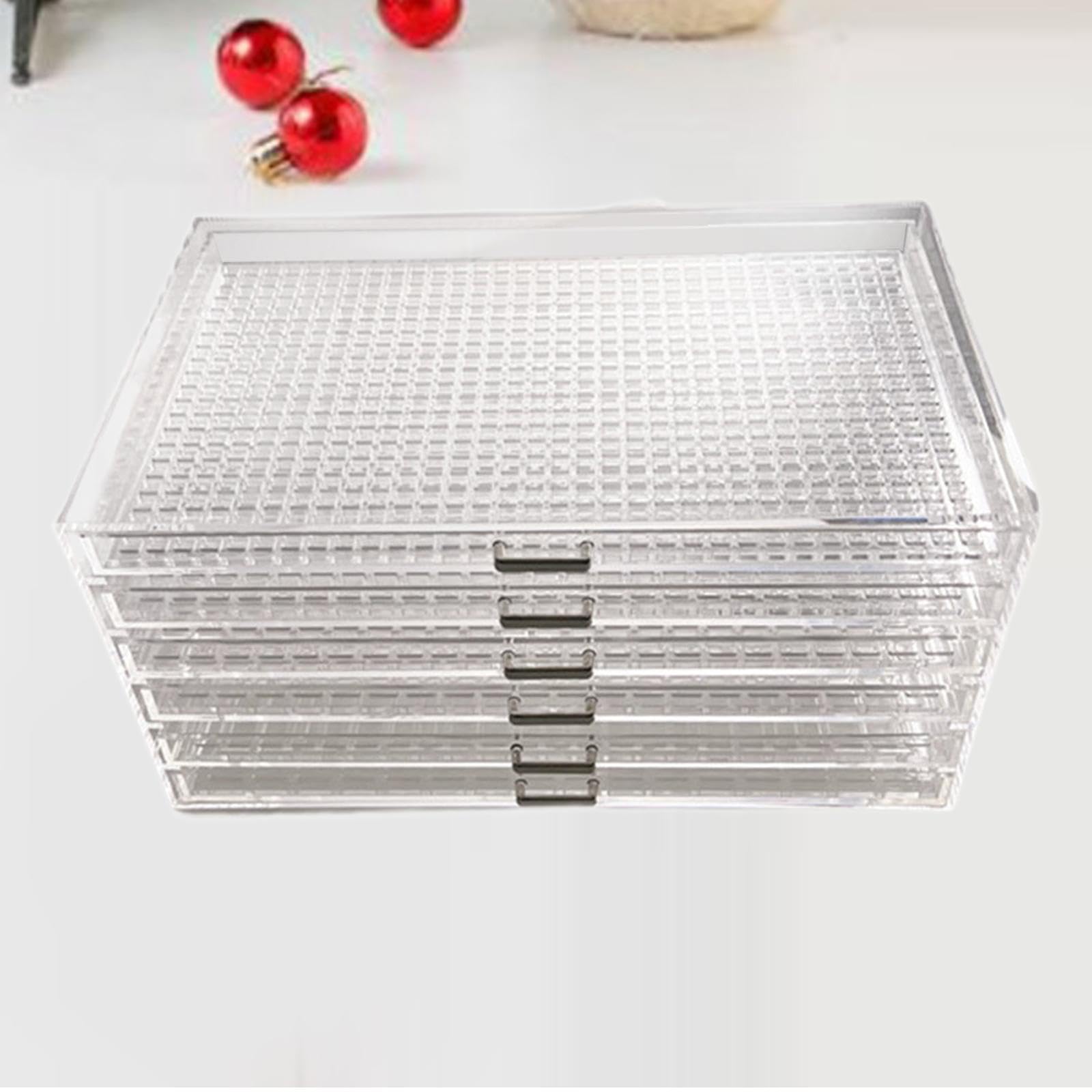 Organizador de Uñas Caja de Almacenamiento Transparente Acrílico Multiuso Cajón para Joyería Separador de Perlas Polvo a Prueba Adecuado para Escritor