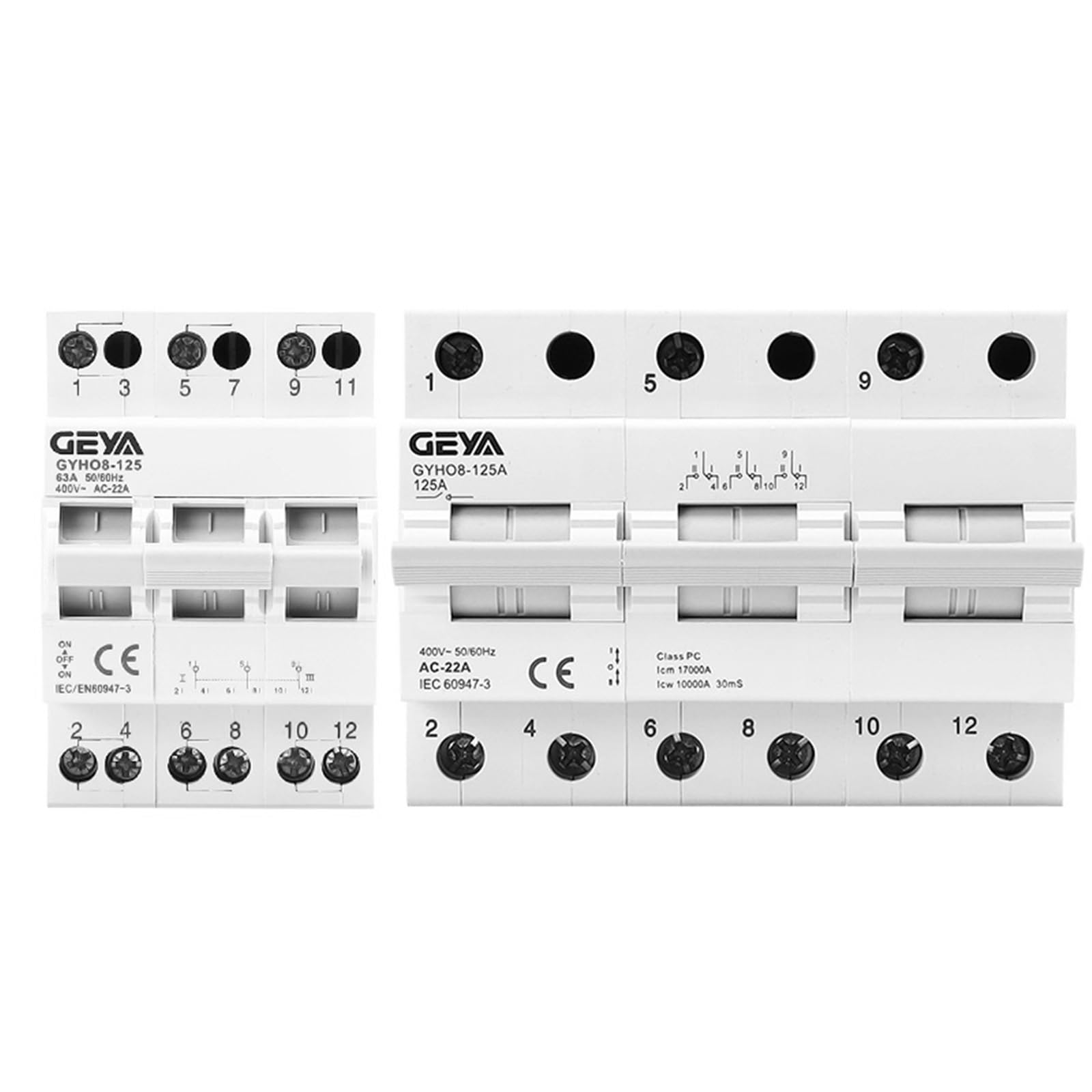 LHNBGTUIW GYHO8 3P 40A 63A 100A 125A Dual Power Manual Transfer Isolating Switch Interlock Circuit Breaker Modular Changeover(25 V)