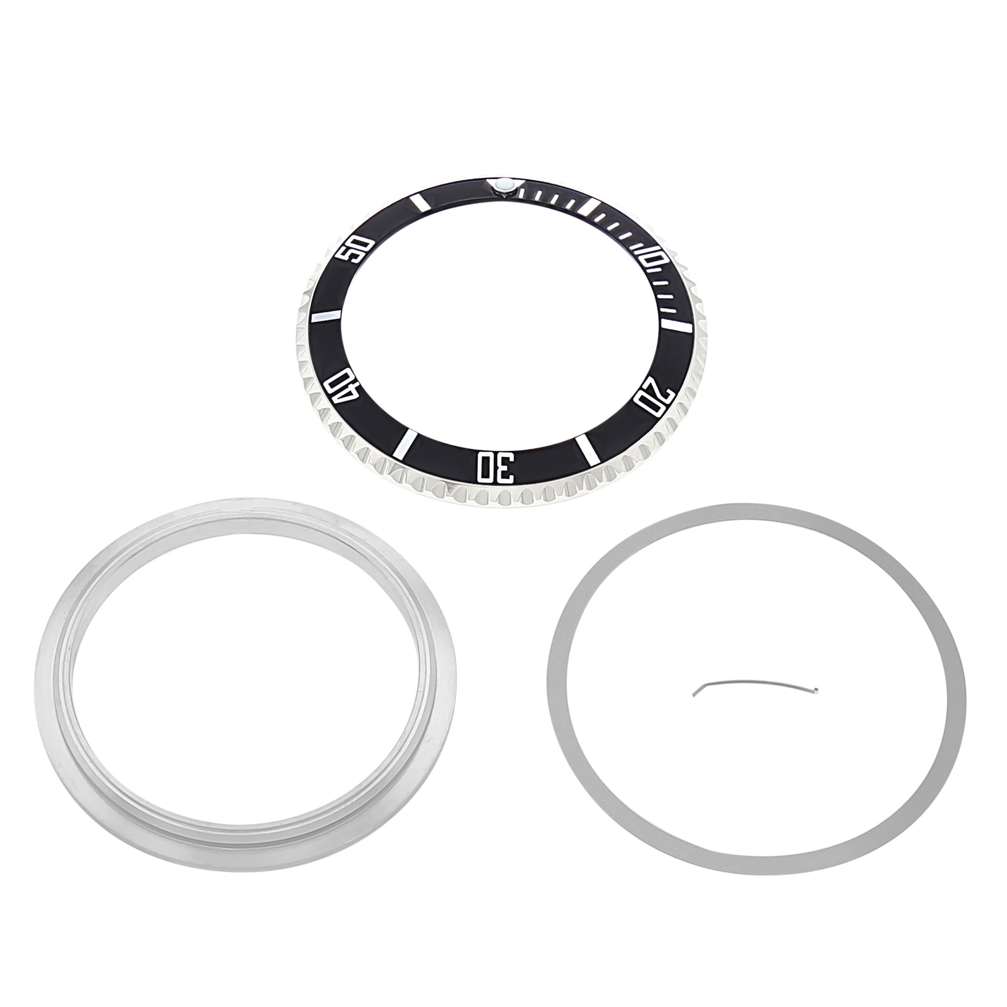 Ewatchparts Rotating Bezel, Insert, Retaining Compatible With Rolex Submariner 16610, 16800 Black