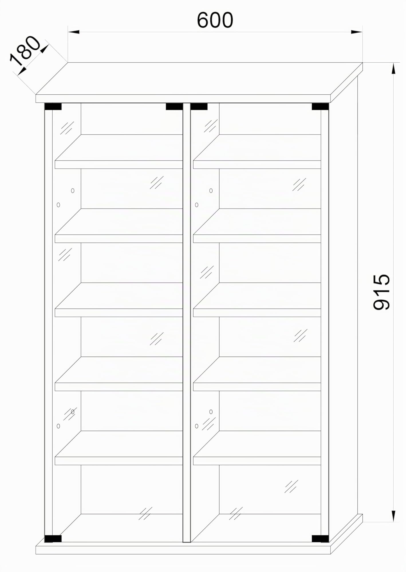 VCM Bois,CD,DVD,Stand,étagère,Armoire,Rangement,étagère sur Pied,Support,Porte en Verre,Tilano,L Anthracite
