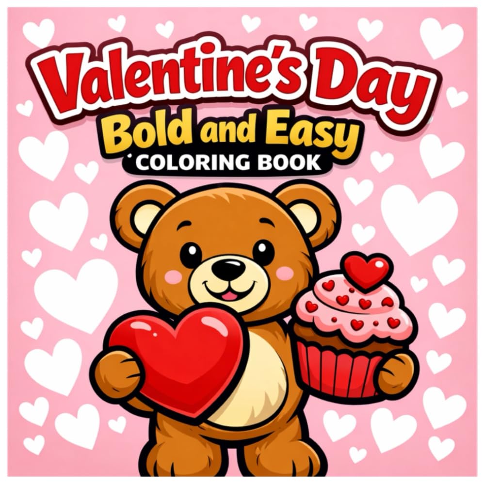 Valentine's Day Bold and Easy Coloring Book: Simple and Cozy Coloring Pages with Thick Lines for Adults and Kids