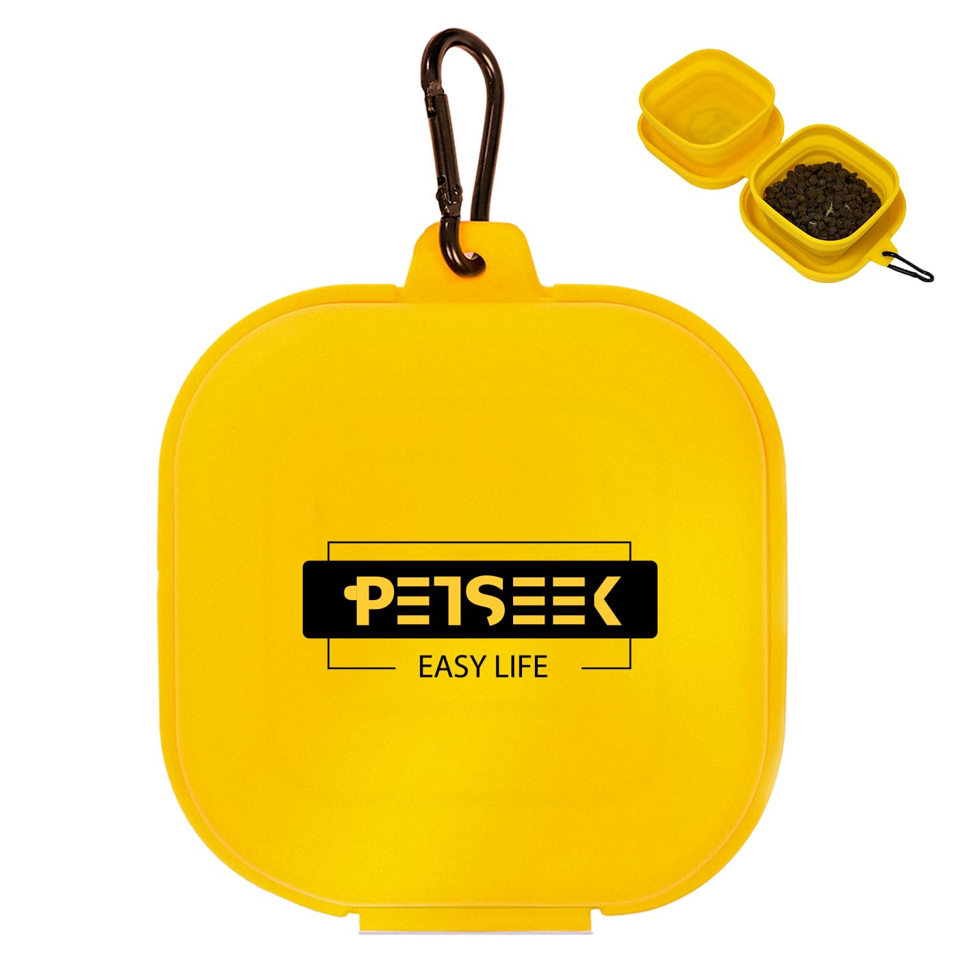 Travel Twin Pet Bowls for Cats or Dogs, Collapsible Silicone Bowls for Food and Water Feeding, Portable Hiking Cat Bowl