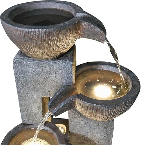 Miniatura 7 de Naturefalls Fuentes de agua para exteriores de 5 niveles con luces LED, fuentes de agua interiores de 39 pulgadas de alto para jardín, patio,