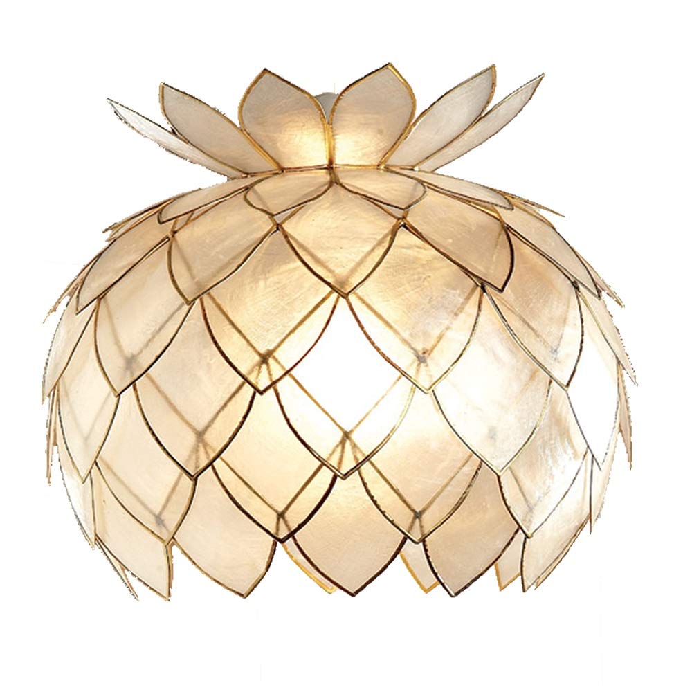 Britalia Gold & Champagne Natural Capiz Shell Vintage Easy Fit Layered Artichoke Pendant Light Shade 25Cm | None Electric Retro Ceiling Light | Fits B22 E14 B15 Lampholders