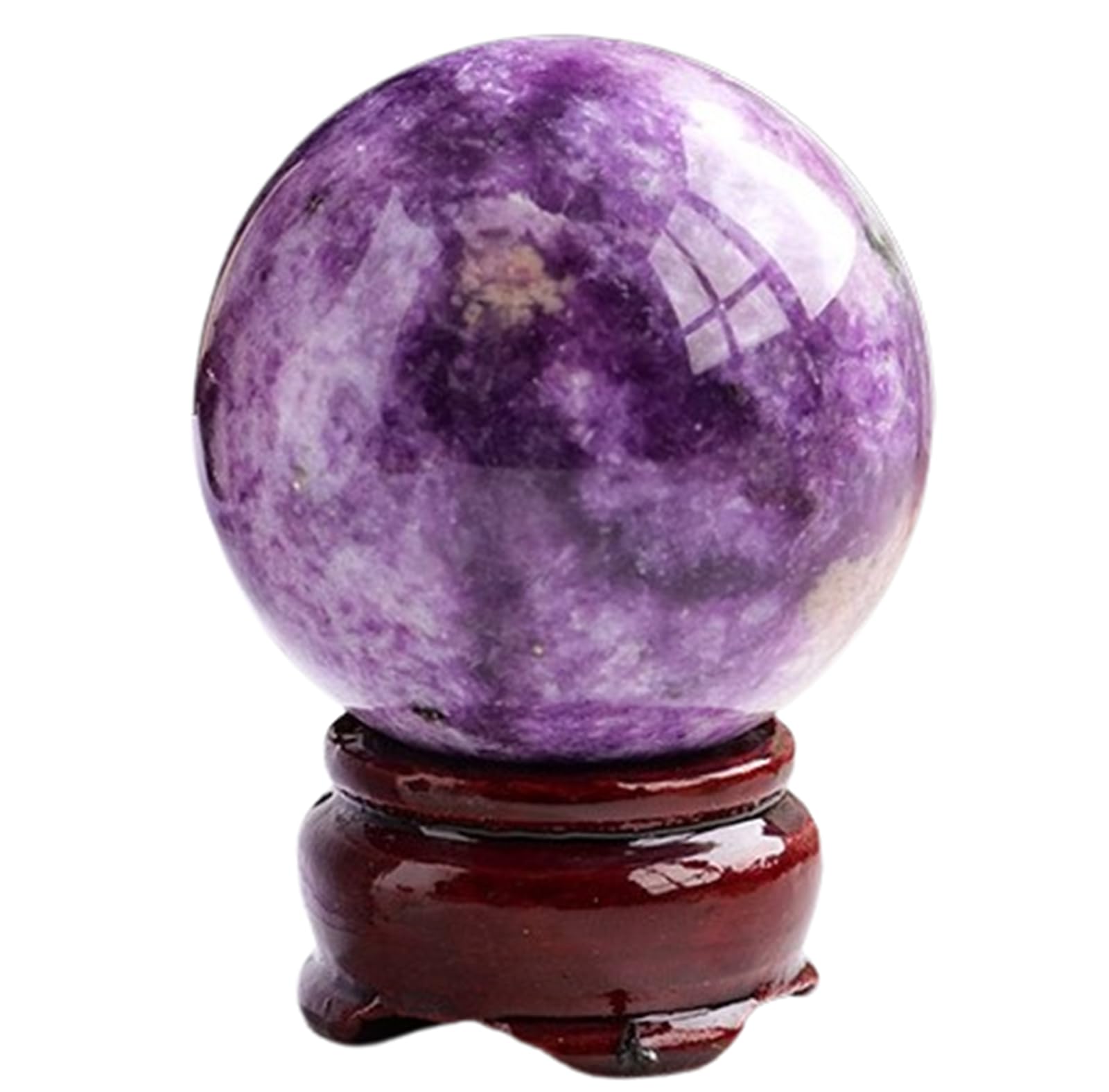 AARTERZZA Purple Mica Crystal Ball Lepidolite Quartz Sphere Photography Prop with Wooden Base for Home & Party Decor,5.5cm