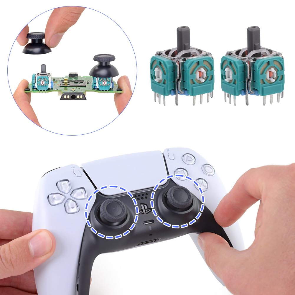 Tiiyee Joystick con Sensor Analógico 3D, 2 Piezas Joystick Analógico 3D Wireless Thumb Sticks Sensor Reemplazo Piezas de reparación Street Rocker Estilo de Competencia para Controlador PS4