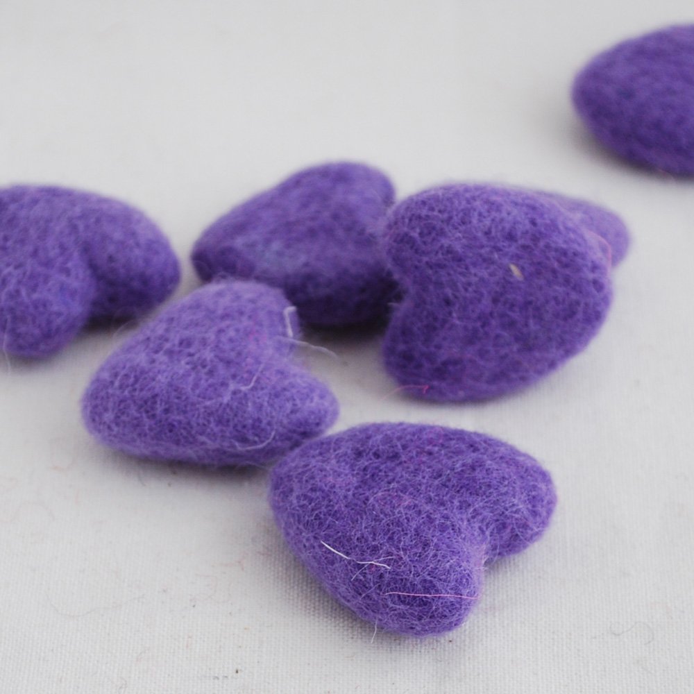 Oriental Direct Lavender Purple 100% Wool Felt Hearts - 3Cm - 10 Felt Hearts