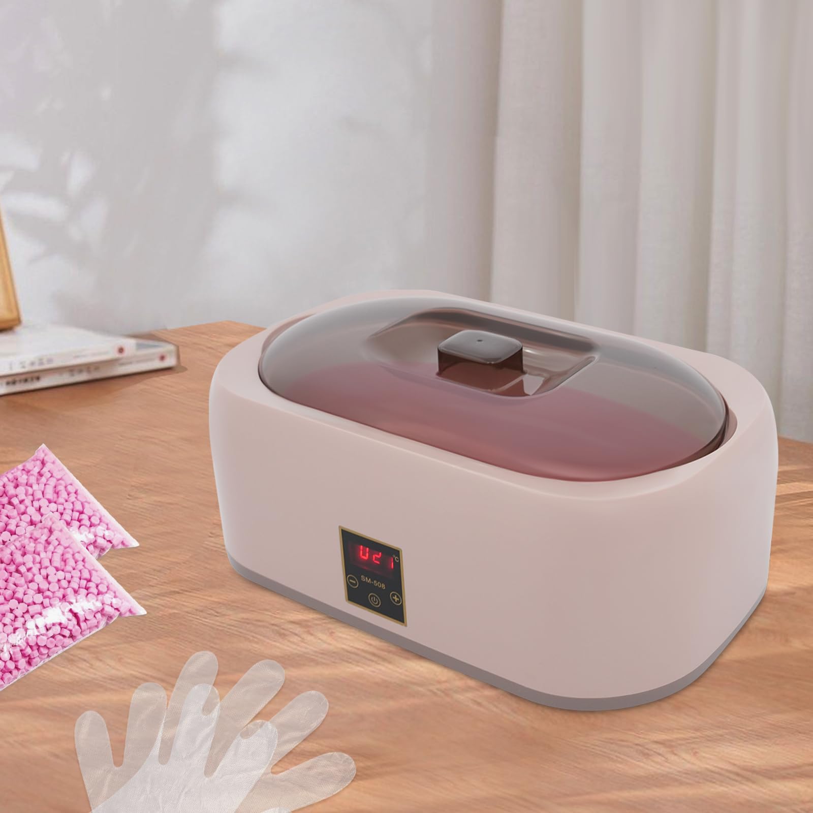 200 W, 4 l, bagno di paraffina per mani e piedi con vaso interno in alluminio, 0-100 °C, temperatura regolabile, macchina per paraffina con indicatore LED, macchina per il bagno di paraffina
