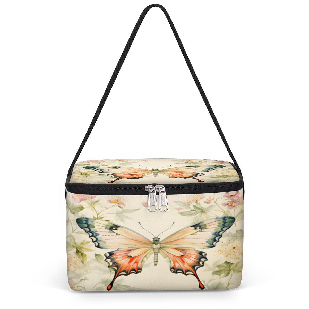 GzLeyigou Beauty Butterfly Lunch Bags for Women Men 9 Cans, Hot & Cold Food Delivery Bag Insulated Grocery Bag Insulated Lunch Box Butterfly Cooler Bag for Office Work Picnic Beach