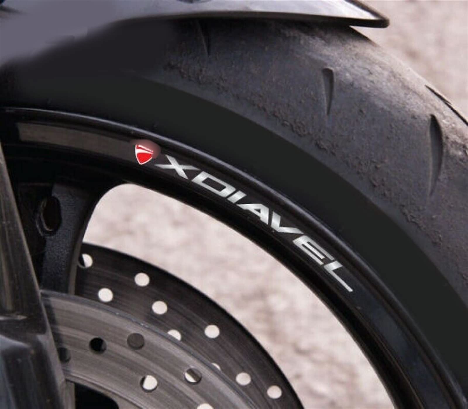 Autocollants de jante Ducati XDiavel : 8 décalcomanies de roue moto laminés