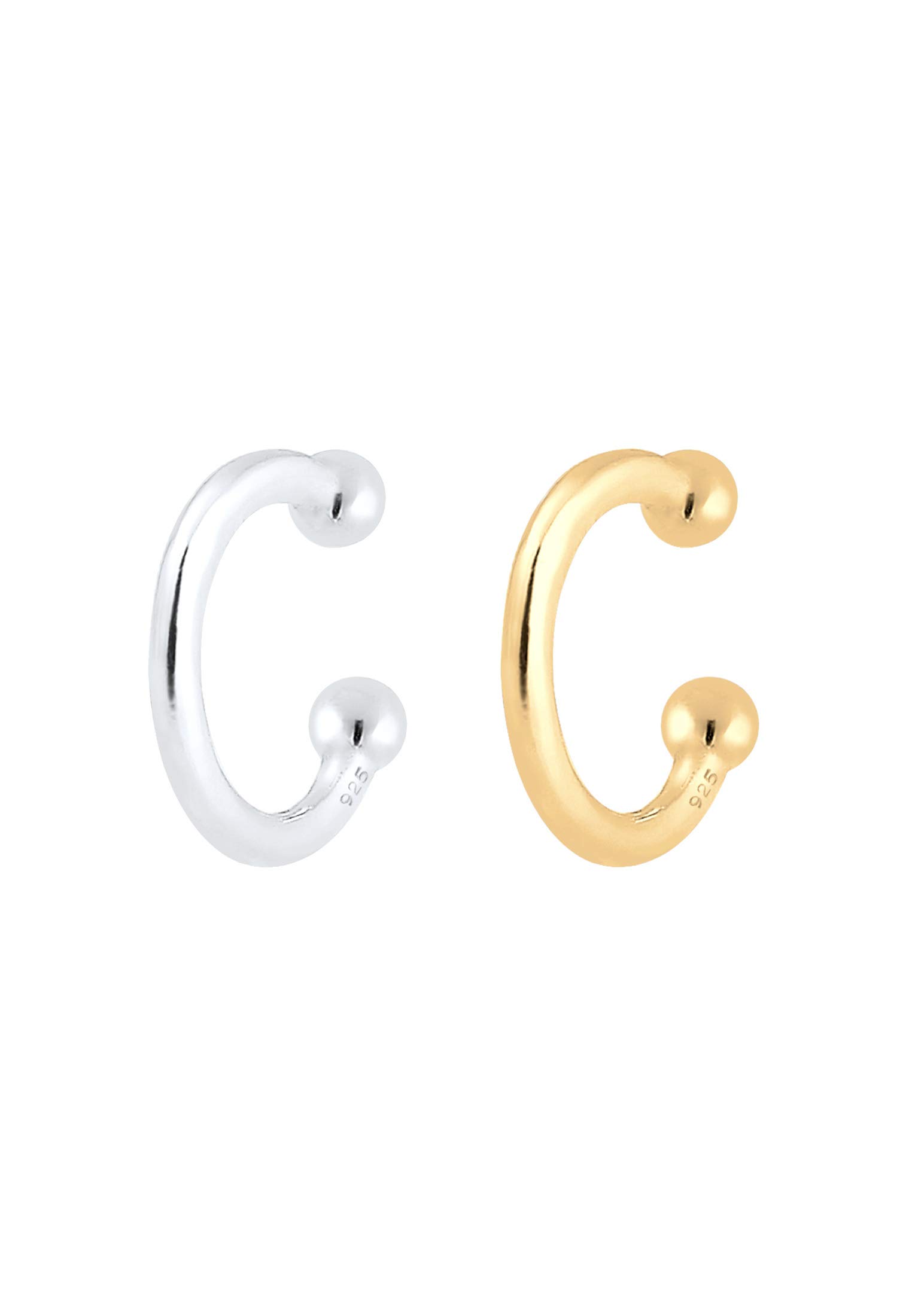 Elli Ohrringe Damen Earcuff Set Bi-Color Kugel Geo Minimal in 925 Sterling Silber