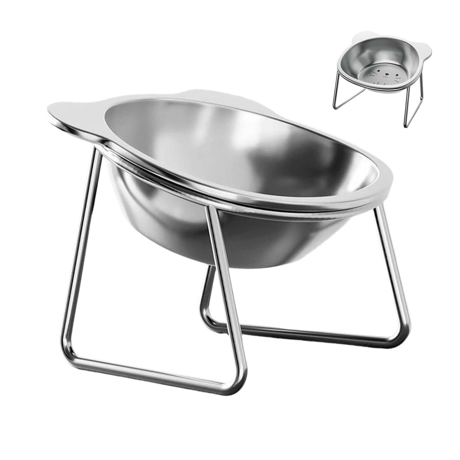 Comederos Elevados para Gato Platos de Acero Inoxidable Inclinados 15°