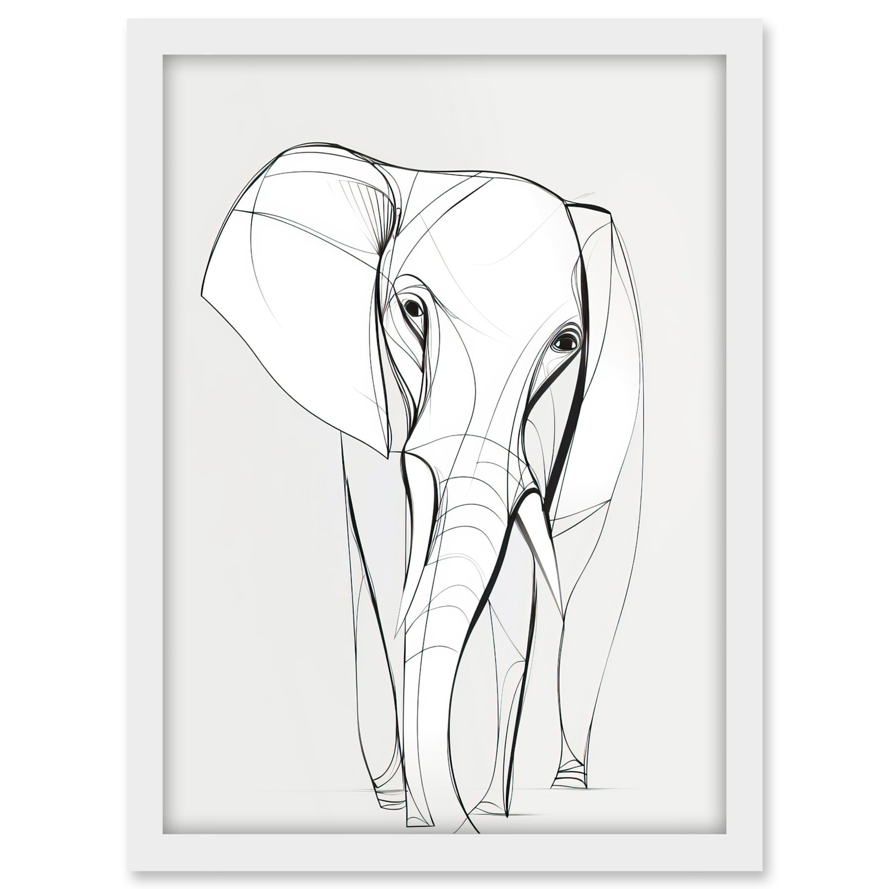 Artery8 Elephant Minimal Line Simple Drawing Illustration Artwork Framed A3 Wall Art Print