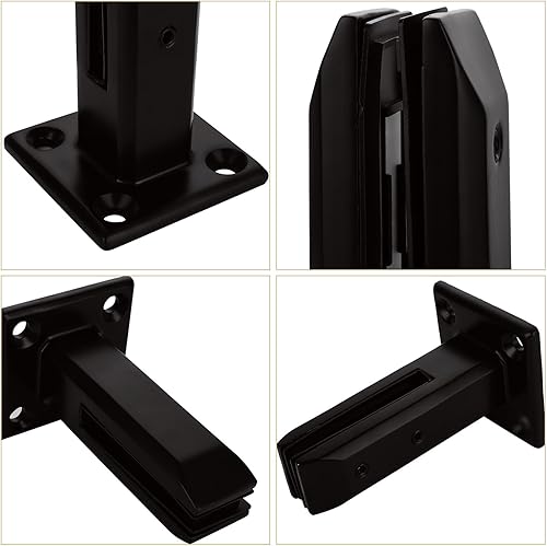Miniatura 3 de Soporte de abrazadera de barandilla de vidrio 304 Paneles de barandilla de vidrio de acero inoxidable Standoff Espiga de barandilla de vidrio negro
