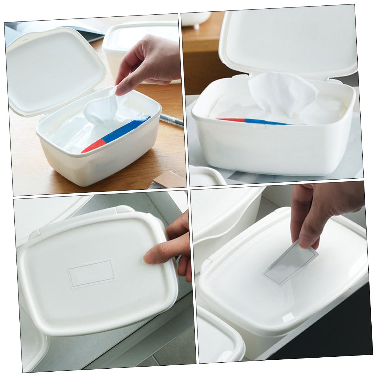 Alipis 3 Sätze Kiste Abwischen Aufbewahrungsbehälter Reisebox Spender Für Babytücher -feuchttuchhalter Feuchttücher Retro-gewebebehälter Desktop-papierhalter Plastik Weiß 2 Stück * 3