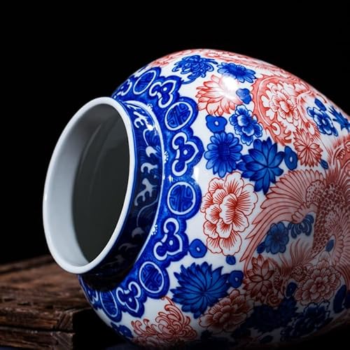 N/A Jingdezhen Porcelain Antique Jar Blue And White Glaze Red General Tank Glaze #TOP4