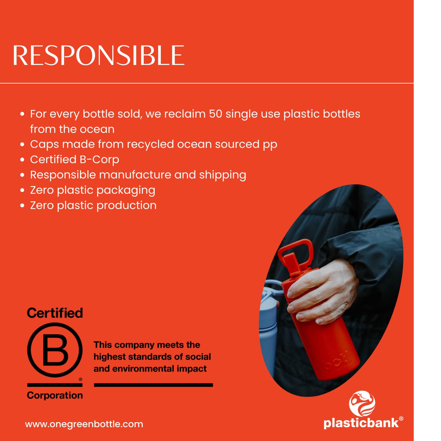 One Green Bottle, Epic Stainless Steel Water Bottle, Leakproof Metal Triple-Walled Vacuum Insulation, 14oz 400 ml - Image 3