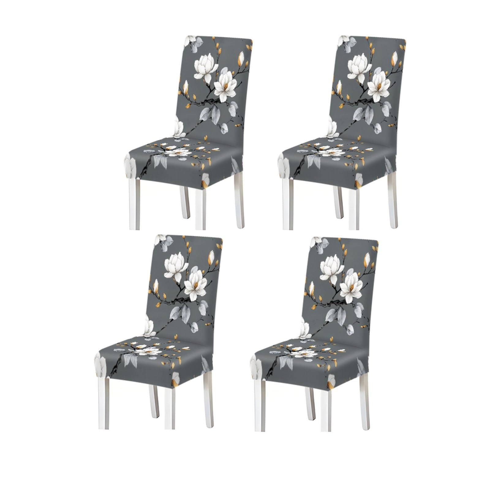 FZJKGH Magnolia Floral Branch Pattern Print Dining Chair Covers Set Of 2/4/6, Stretch Slipcovers For Kitchen Dining Room Removable Stretch Slipcovers for Dining Chairs(4PCSChair cover)