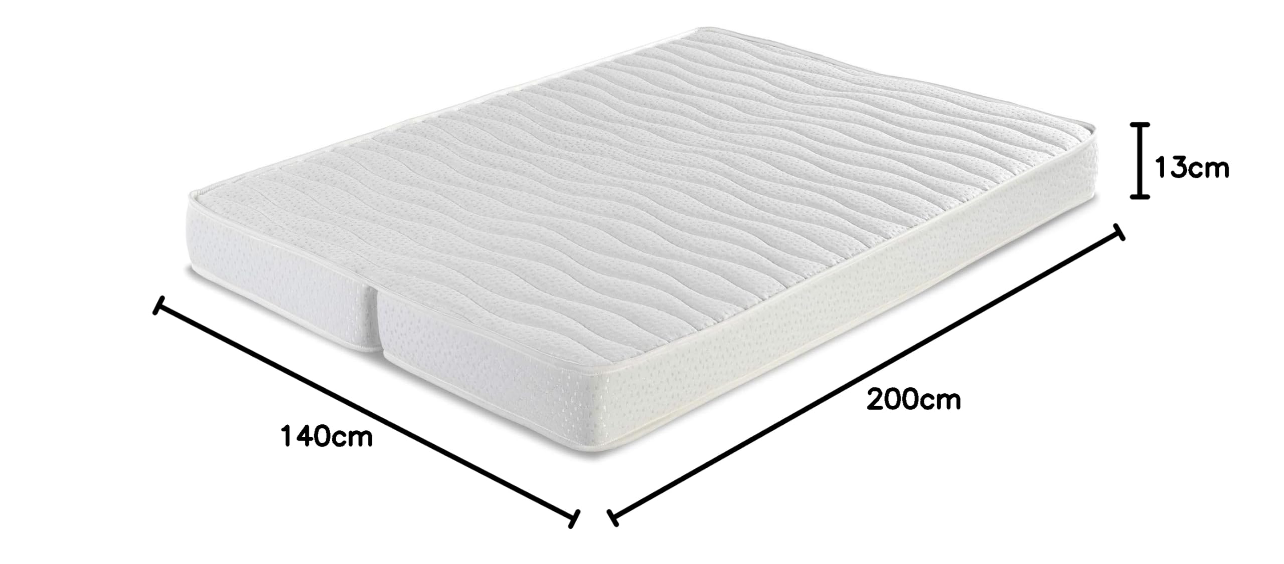 Klappmatratze 140x200 cm für Schlafsofa, 13 cm hoch, Stretch-Stoff mit Sicherheitsleiste und in verschiedenen Größen erhältlich