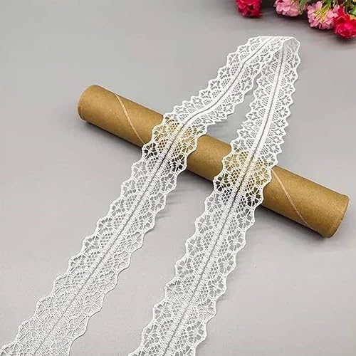 Miniatura 6 de AKOAK Cinta decorativa de encaje, color blanco puro de 1.2 pulgadas de ancho, patrón impreso, cinta de encaje de 25 yardas, envoltura de regalo para