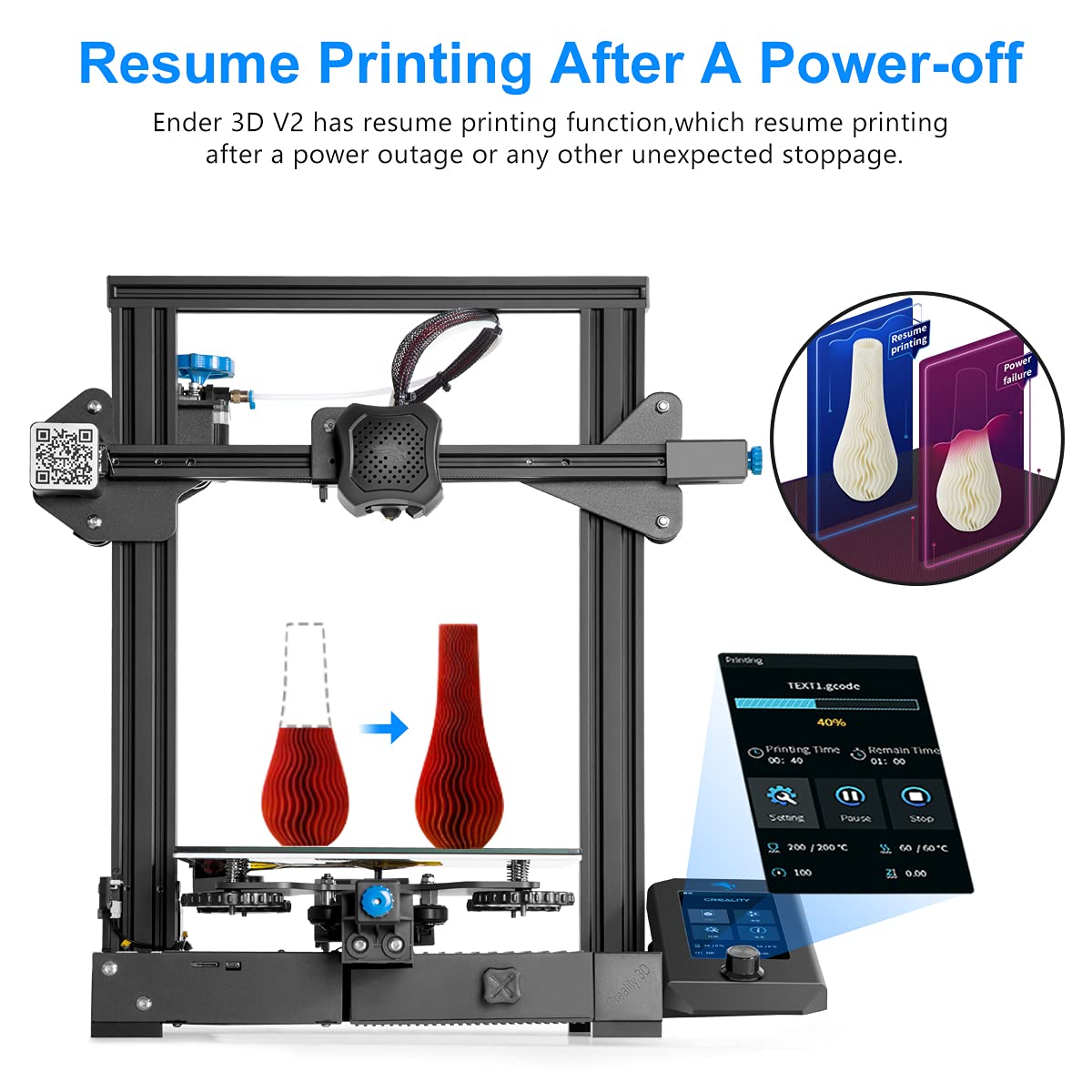 Buy Creality Ender 3 V2 3D Printers, Official Upgraded FDM 3D Printer