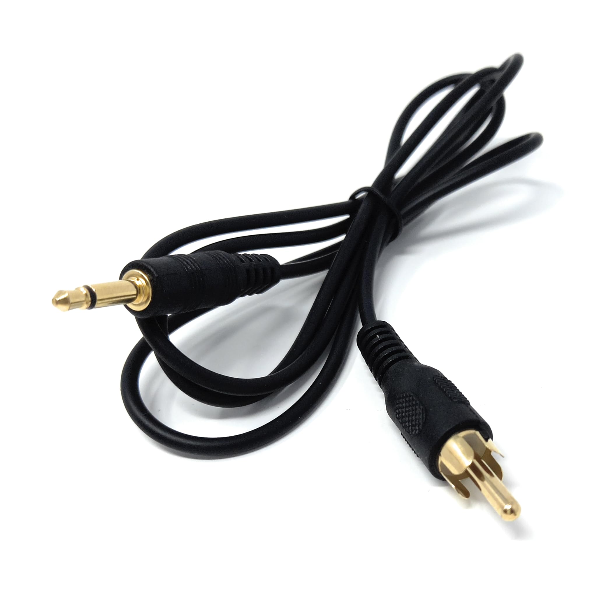 DRUT 1m 3.5mm Mono Jack Plug To RCA Phono Single Plug Lead Cable 3ft, (Black Gold) - Image 3