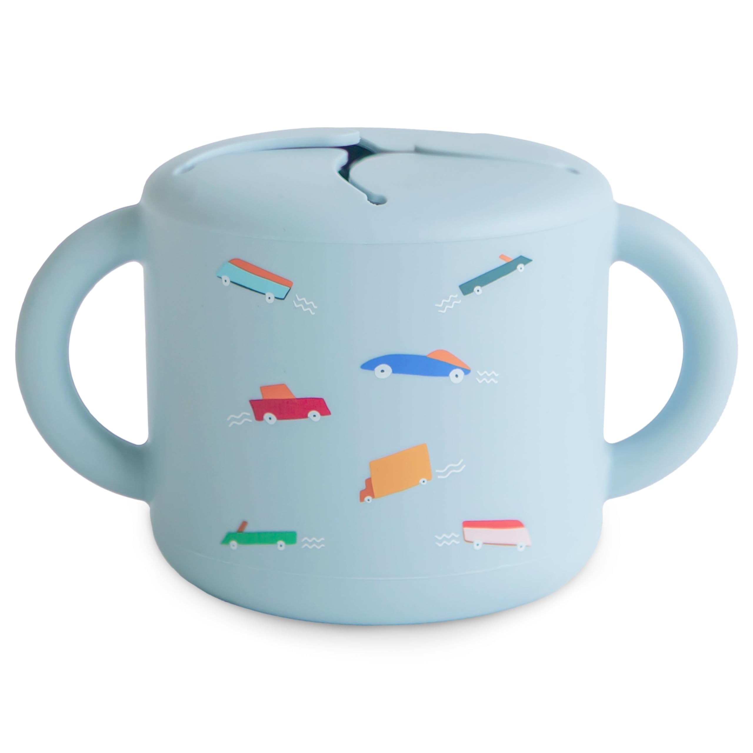 Silicone Snack Cup | Spill Proof Food Container (Retro Cars)