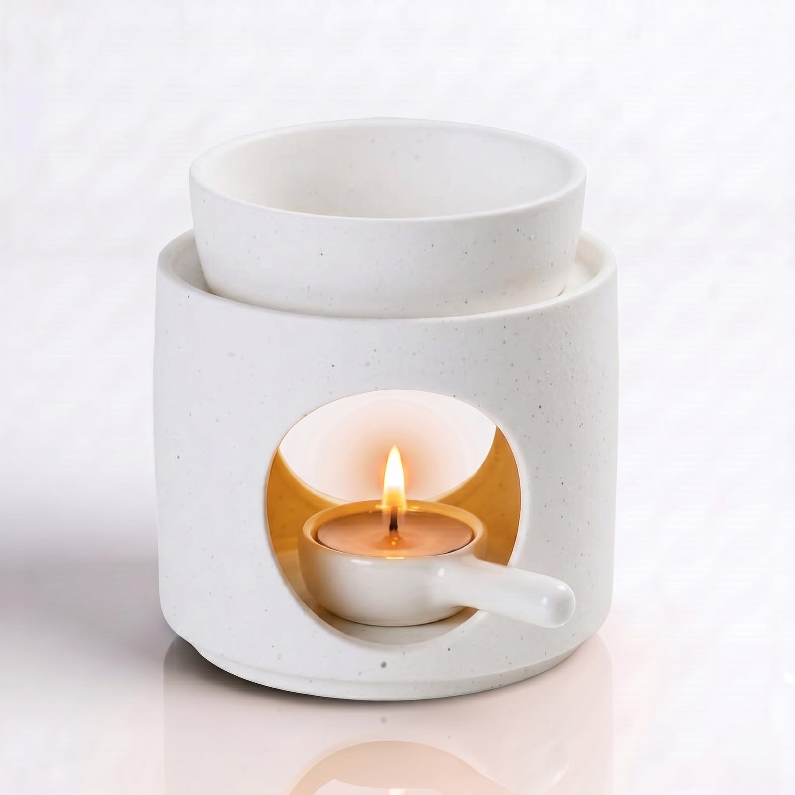 Koimiao Ceramic Wax Melt Burners, Essential Oil Burner, Aromatherapy Wax burner with Tealight Holder Home Bedroom Decor Home Spa (White)