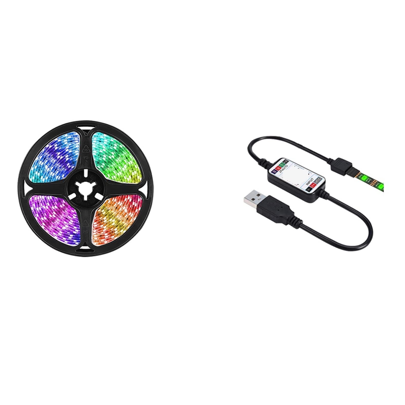 Tira de luces LED RGB Bluetooth de 1m con USB y controlador 5050 para pared 8